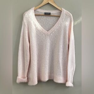 Wooden Ships light pink v neck open knit sweater size medium/large